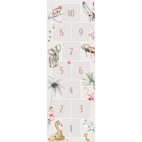 LetsPlaymats® Speelmat baby kinderen - Foam - Hinkelpad - Dieren - Safari - Waterverf - Kinderen - Speelkleed – Speeltapijt - Antislip - 90x270 cm