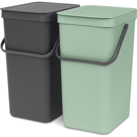 Brabantia Sort & Go Inbouw Prullenbak - 2 x 16 l - Jade Green/Grey