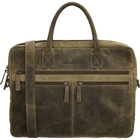 Hide & Stitches Idaho Laptoptas 15,6" (34.5 x 19.4 cm) - Olijfgroen