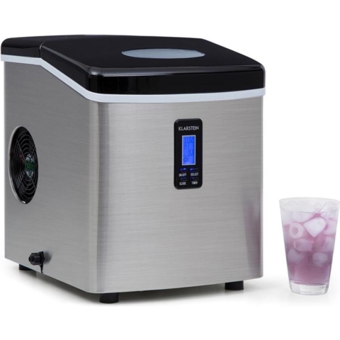 Klarstein Mr. Frost Ijsblokjesmachine- Voor het maken van ijsblokjes - 15 kg per dag - Met LCD scherm en timer - 3,3 liter inhoud - 150W - Staal