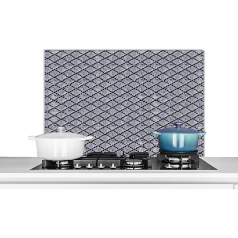 Spatscherm Keuken - Kookplaat Achterwand - Spatwand Fornuis - 90x60 cm - Rooster - Metaal - Patronen - Aluminium - Wanddecoratie - Muurbeschermer - Hittebestendig