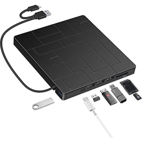 Externe DVD Speler - Externe DVD Speler voor Laptop - Externe DVD Speler en Brander - USB 3.0 Type C - Zwart