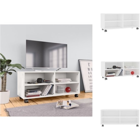 vidaXL TV-meubel - Trendy en praktisch - TV-meubels - 90 x 35 x 35 cm - Ken- Stevig en duurzaam - Kleur- Wit - Materiaal- Bewerkt hout - Kast