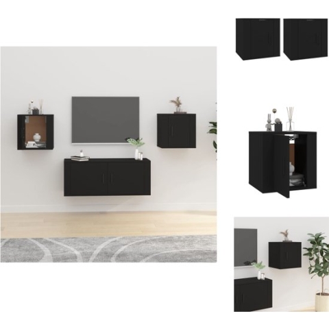 vidaXL TV-wandmeubelset - zwart - 40 x 34.5 x 40 cm (B x D x H) - Kast