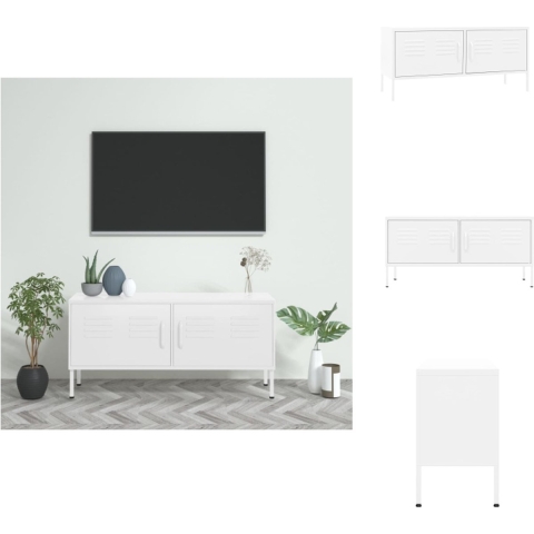 vidaXL TV-meubel - Stalen constructie - 105 x 35 x 50 cm - Wit - Kast
