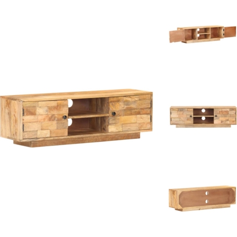 vidaXL Houten TV-meubel - Klassiek - Meubel - Afmeting- 116 x 30 x 35 cm - Materiaal- Massief mangohout - Kast