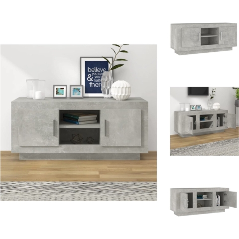 vidaXL Stereokast Betongrijs - 102 x 35 x 45 cm - Praktisch hifi-meubel - Kast