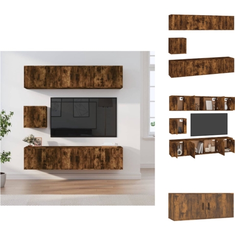 vidaXL TV-meubelset - Gerookt eiken - 2x 100x34.5x40 cm - 5x 40x34.5x40 cm - Kast