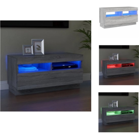 vidaXL Tv-meubel Sonoma Eiken - 80x35x40 cm - LED-verlichting - Kast