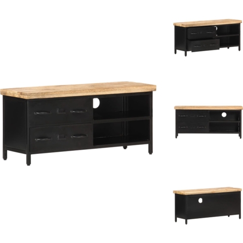 vidaXL stereokast - houten tv-meubel - 90 x 30 x 41 cm - zwart - Kast