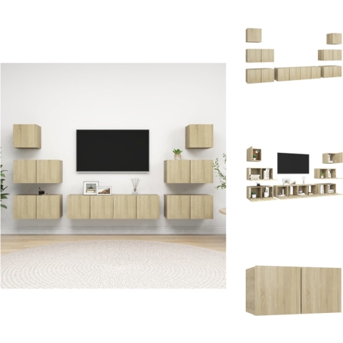 vidaXL Tv-meubelset Sonoma Eiken - 6x 60x30x30cm 2x 30.5x30x30cm - Spaanplaat - Kast
