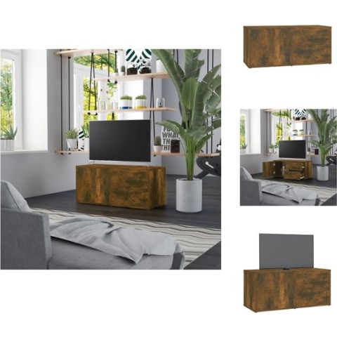 vidaXL TV-meubel Smoked Oak 80x34x36cm - Stevig en praktisch houten televisiemeubel - Kast