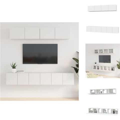 vidaXL TV-Meubelset - 3x 60x30x30cm - 2x 80x30x30cm - Wit - Kast
