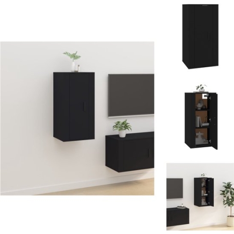 vidaXL TV wandmeubel zwart 40x34.5x80 cm - bewerkt hout - Kast