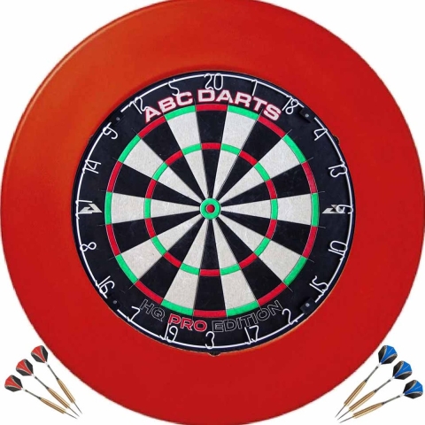 ABC Darts - HQ Pro Dartbord Surround Ring Set + 2 Sets Dartpijlen - Rood