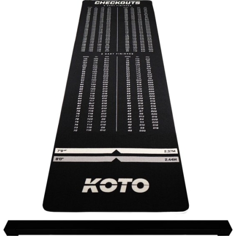 KOTO Check Out Carpet 285 X 80 cm Zwart, Professionelle Dartmatte zum Schutz des Bodens & der Dartpijl, Met Score-Indikation & Oche, Die Rechenhilfe Macht Ihnen das Rechnen Einfacher!