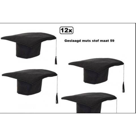 12x Geslaagd muts stof dames mt.59 - geslaag afgestudeerd slagen school diadeem hoofddeksel diploma master