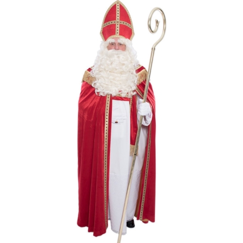 Witbaard Sinterklaaskostuum Luxe Katoen Rood/wit 4-delig
