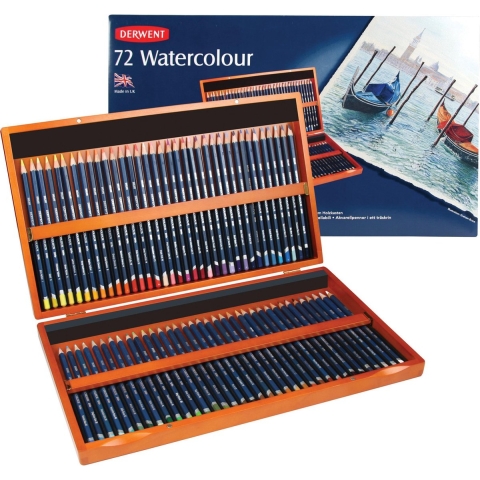 Derwent Watercolour potloden assorti in houten kist 72 stuks