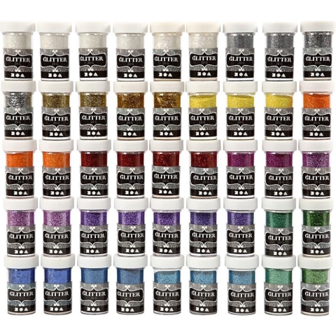 Glitter, diverse kleuren, 46x20 gr/ 1 doos