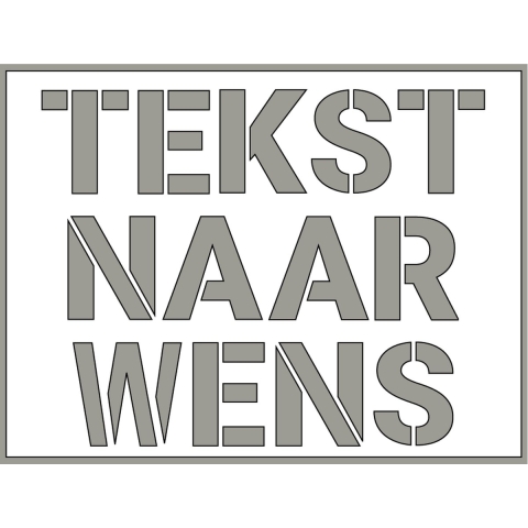 Spuitsjabloon met eigen tekst - dibond 400 x 300 mm
