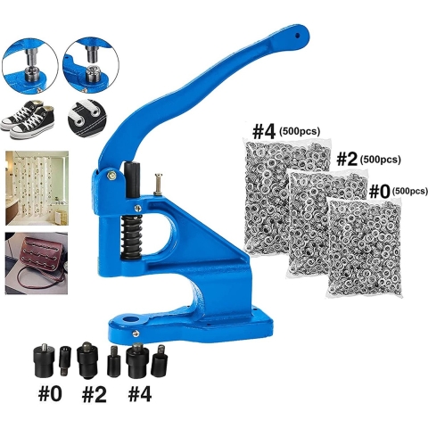 sterren491 Recensies FreeTec Handpersmachine oogpons klinknagelpers drukknooppers handpers klinknagels oogjes, 3 verwisselbare matrijzen (#0#2#4) met 1500 stuks zilveren ogen