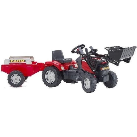 Falk Tractor Case MXU 115 Traptractor + Voorlader + Aanhanger
