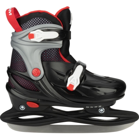 Nijdam IJshockeyschaats - Hardboot - Verstelbaar - Rink Raptor - Zwart/Rood - Maat 25-28