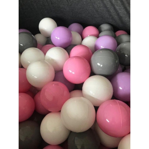 1000 ballen 7cm, wit, roze, grijs, paars