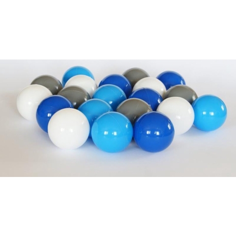 500 ballen 7cm, wit, lichtblauw, grijs, blauw