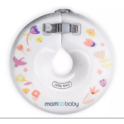 Baby Float, baby zwemband, Nekring, Baby Spa - Wit bloem