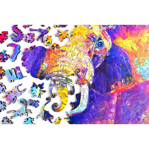 Inside Adventure - Olifant Houten Puzzel voor Kinderen en Volwassenen - Unieke Whimsy Stukjes - 248 Stukjes - Vormenpuzzel - Dierenpuzzel