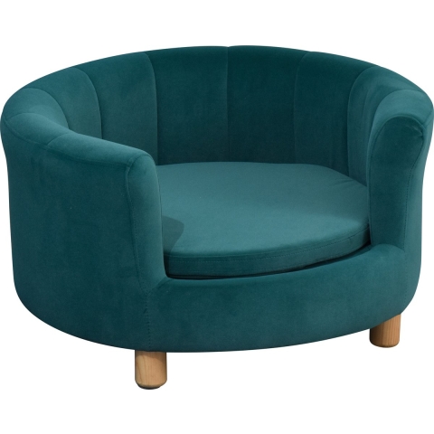 PawHut Hondenbank met zachte bekleding rond hondenbed hondenbank met houten poten D04-148