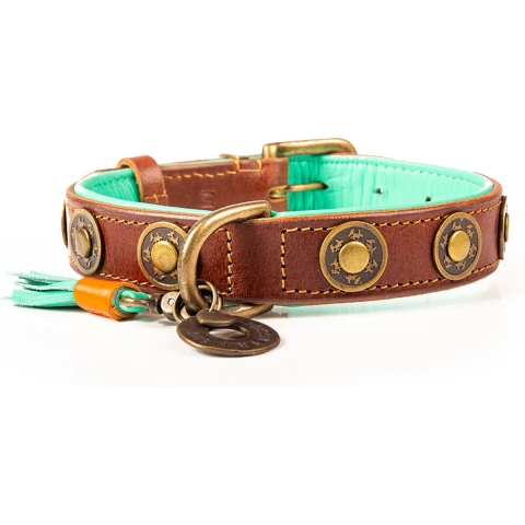 DWAM Dog with a Mission Halsband Hond – Hondenhalsband – Bruin – M – Leer – Halsomvang tussen 32-39 x 2,5 cm – Urban