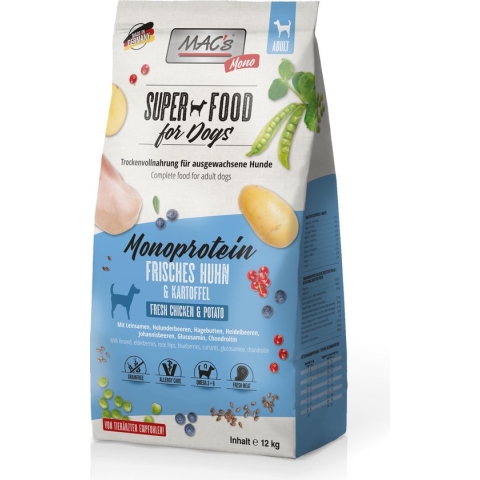 MAC's Superfood Hondenvoer Hondenbrokken - Mono Kip & Aardappel - 12kg
