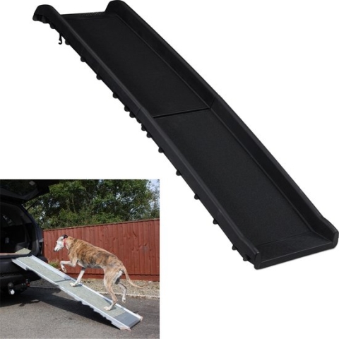 Relaxdays loopplank hond inklapbaar - hondenloopplank voor auto - anti slip - tot 50 kg