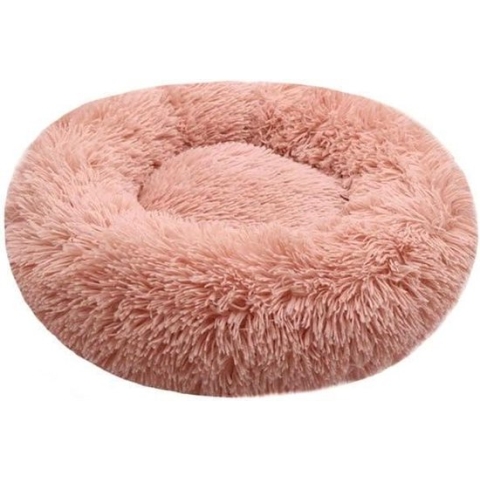 RELAX KUSSEN HOND & KAT - Superzacht fluffy rond kussen 80 cm - Zalmrose