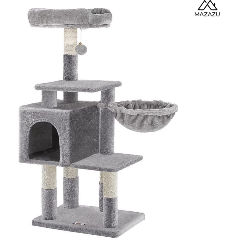 MIRA Home - Krapbaal voor katten - Kattentoren - Grijs - Hout - 50x40x110
