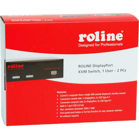 ROLINE DisplayPort USB 2.0 KVM Switch, 1 User - 2 PC
