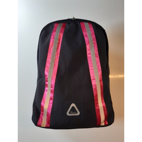 ifluo laptoprugzak met reflecterende en fuchsia roze lijnen - waterdichte rugzak - 90% gerecycleerde stoffen - gemaakt in België