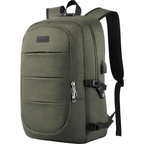 Laptop rugzak heren met USB-oplaadpoort rugzak, groen