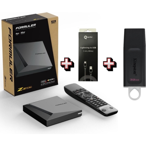 Formuler Z11 Pro Max + 128GB USB + Qsmarter Lader (Android 4K Set-top box)
