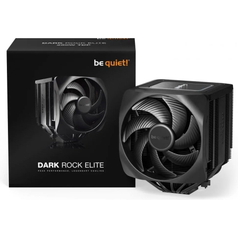 be quiet! Dark Rock Elite - Koeler voor processor - 2000 omw/min. - 11 - 25.8 dBA - 4-pins PMW - voor Intel LGA: 1700, 1200, 115x - AMD AM5, AM4 - ARGB - zwart