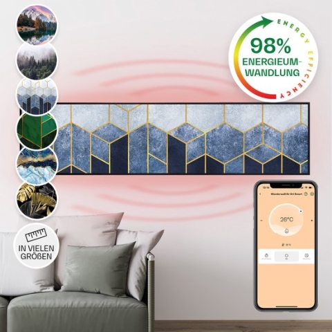 Wonderwall Air Art Smart infraroodverwarming blauwe lijn 120x30 cm 350 W