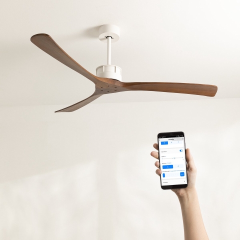 CREATE WIND LARGE DC - Plafondventilator 40W Silent XL Ø152 cm - Wit & Donker hout - WIFI