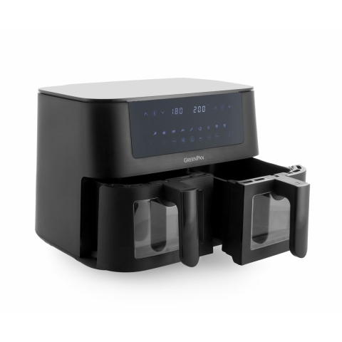 GreenPan - Bistro dubbele airfryer - 4L+4L - 9 programma's - zwart - PFAS-vrij - cashback t.w.v €30