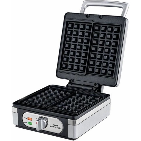 Little Balance 8384 Speed ​​Wafles 1400, Elektrisch wafelijzer, echte dikke rechthoekige Belgische wafels, 1400 W, zilver