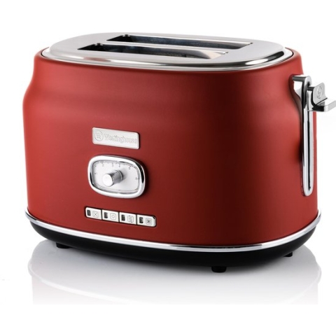 Westinghouse Retro Broodrooster - 2 Slice Toaster - Rood - Met Warmhoudrek