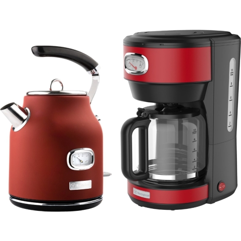 Westinghouse - Retro Series - Waterkoker + Koffiezetapparaat - Koffiefilter - combinatiedeal - Rood