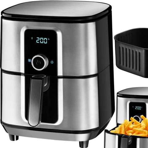 tectake® - Airfryer Ben 10,2 l - heteluchtfrituur - friteuse - touchscreen - zilverkleurig - 404213